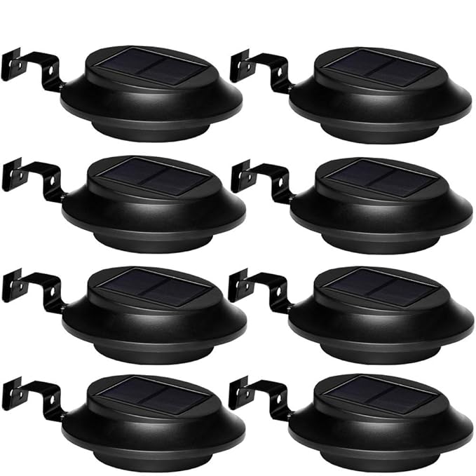 [8 Stück] Upgrade 6LEDs Wasserdicht Dachrinne Solarleuchte Mit Kaltweißem Licht, Schwarze Solar Wegeleuchte Für Haus, Zaun, G