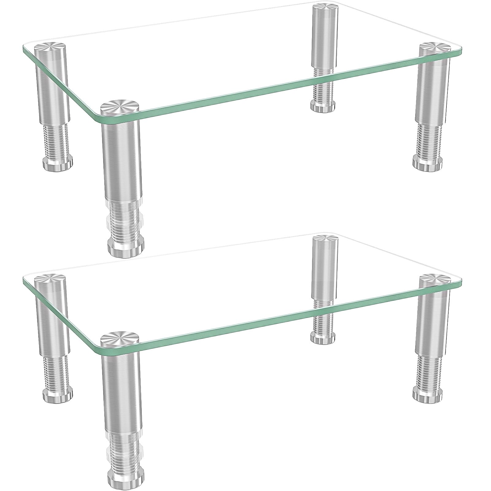 Hemudu 2 Pack Computer Monitor Riser with Height Adjustable Multi Media Desktop Stand for Flat Screen LCD LED TV, Laptop/Notebook/Xbox One