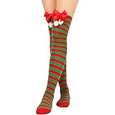 Evankin Halloween Knee High Socks Striped Witch Long Socks for Women Girls Cosplay Party Dress up Funny Novelty Gifts