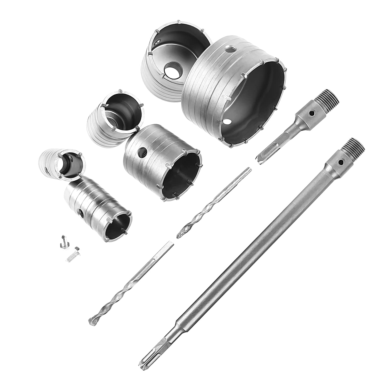 Ejoyous Round Handle Hole Saw Cutter Set, 10PCS 35mm 40mm 50mm 65mm 80mm 110mm TCT Drill Bit Set Concrete Hole Saw Round Handle SDS Plus Shank