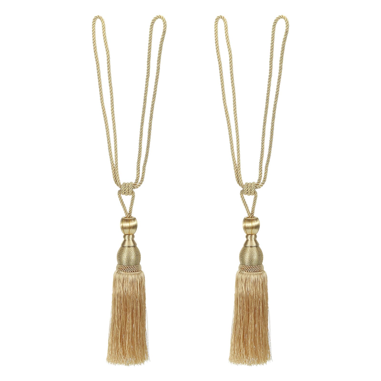 PATIKIL Curtain Tiebacks, 2 Pack Elegant Handmade Curtain Holdbacks Rope with Tassel Home Office Hotel Decorative, Gold Tone