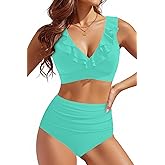 Tempt Me Women High Waisted Bikini Sets - Two Piece Tummy Control Swimsuits 2025 Ruffle Bathing Suit