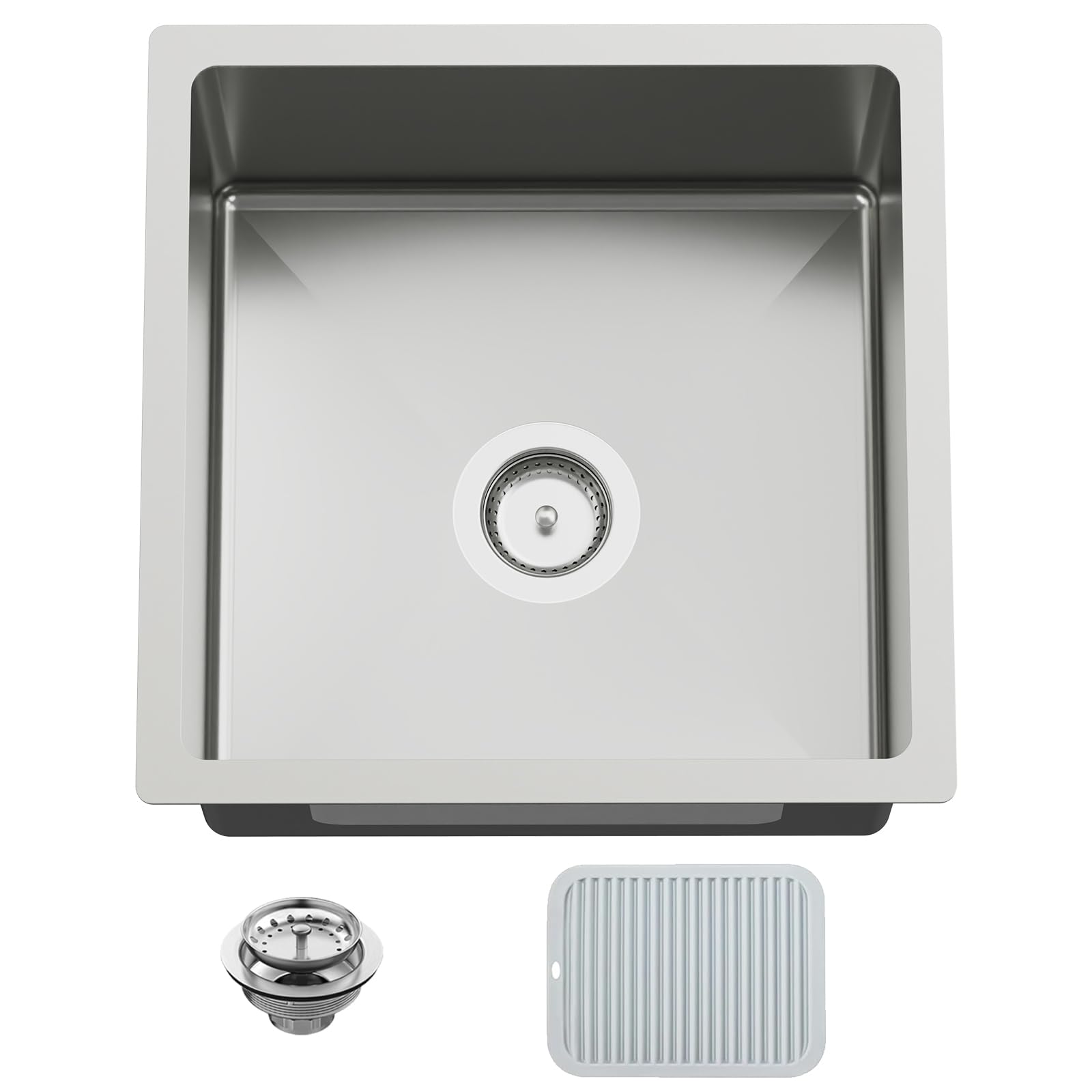 Photo 1 of 18x18 In Undermount Kitchen And Bar Sink- Stainless Steel Single Bowl Kitchen Sink Modern Drop In Bar Sink With Silicon Mat,Drain Strainer Set Compatibility With Various Kitchen & Bar Style