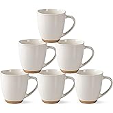 AmorArc 12oz Ceramic Coffee Mugs set of 6, Stylish Coffee Mugs with Rustic Terracotta Underside for Latte/Cappuccino/Milk/Cocoa, Dishwasher&Microwave Safe, Light Beige
