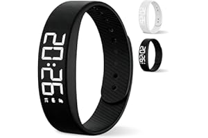 Vibrating Alarm Clock Wristband, Waterproof Silent Vibration Watch, Multi-Functional Light-up Display Alarm Wristbands for Sp