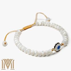 Handmade Evil Eye Bracelet – White Mother of