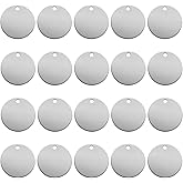 ABBECIAO Stamping Blanks 1 Inch Heavy Gauge 12 Ga Thick Aluminum Discs Smooth Round Metal Blanks Tags w/Hole (40 Pack)