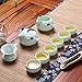 XDOBO Imported Vintage Chinese & Japanese Style Porcelain Handmade Kung Fu Tea Set, 10-pack (Green) (Green) (Green)