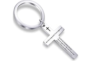 QIIER Christian Keychain Be Strong and Courageous Joshua 1:9 Bible Verse Dog Tag Keychain Religious Jewelry