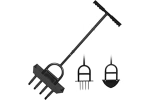 SAMRELAX Lawn Aerator Garden Tool with Soil Core Tray, 3 in 1 Manual Grass Plug Air Aerator with Spike Tool and Half Moon Edging Tool, Coring Aeration for Lawn Yard Care