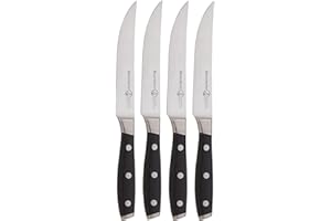 Messermeister Avanta 5” Fine Edge Steak Knife Set - German X50 Stainless Steel - Rust Resistant & Easy to Maintain - Includes