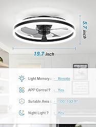JOFIOS Ceiling Fans with Lights,19.7" Flush Mount