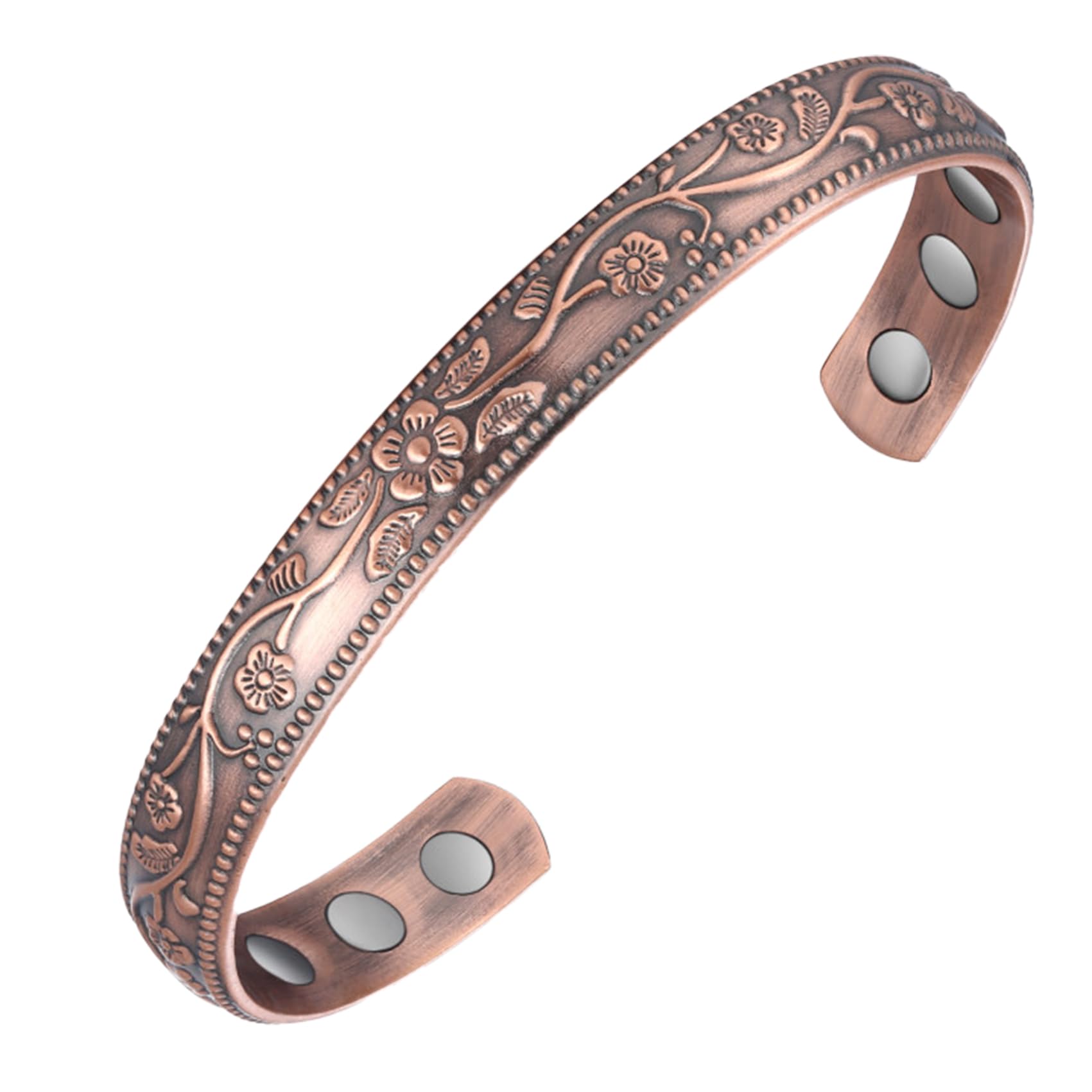 Jeracol Copper Magnetic Bracelet for Woman Men,99.9% Solid Copper Magnetic Bangle Jewelry with 6 Magnets(3500 Guass) for Valentine's Day Gift,Adjustable Size Brazaletes&Gift Box