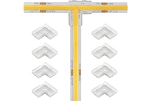 Tatazone 8pcs 2PIN Transparent T Shape COB Connectors for Single Color COB Light Strips Solerless Connection (0.39(8mm)-2PIN-T Shape)