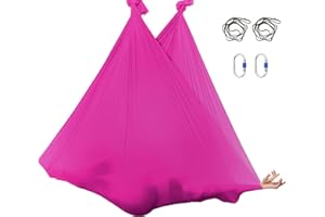 SKYPHAROS 5.5 Yards Aerial Silks Yoga Swing Set - Aerial Yoga Hammock Kit Anti-Gravity Flying for Fitness, Low/Non Stretch Nylon Tricot Fabric Hardware Included for Dance