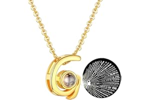 GoldChic Jewelry I Love You Initial Necklaces, 100 Languages Custom Photo Necklace For Women, Christmas Anniversary Birthday 