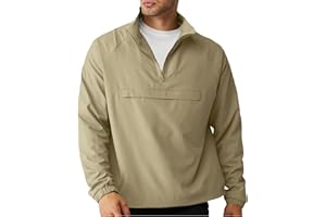 Aulemen Men's Casual Quarter Zip Pullover-Athletic Lightweight Jackets Hiking Golf for Men Mock Neck with Pockets
