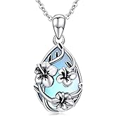 JUSTKIDSTOY Moonstone Necklace 925 Sterling Silver Teardrop Pendant Necklace Jewelry Gifts for Women Girls