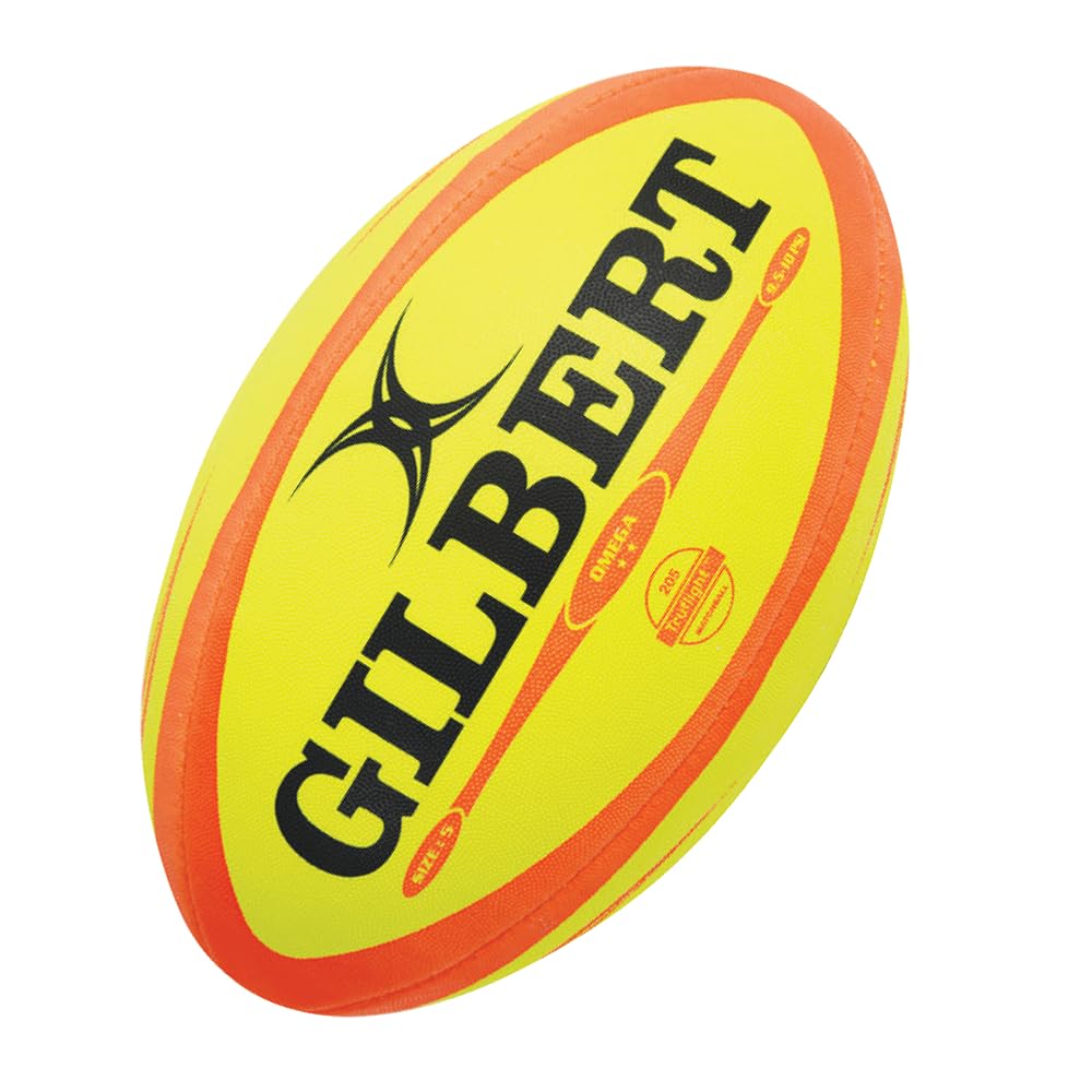 Gilbert Men's Omega Match Rugby Ball - Fluoro, Size 4
