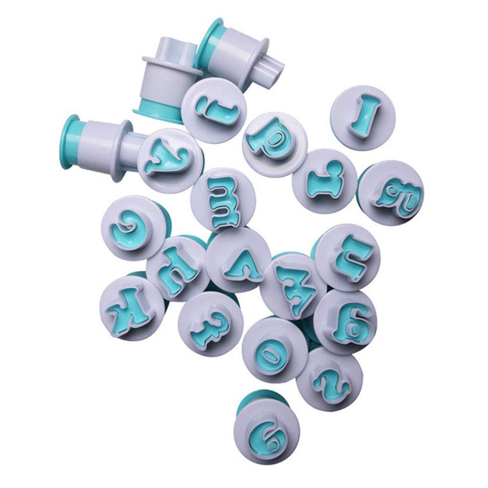 26 Pcs Alphabet Cake Moulds, Letter Fondant Icing Cutter, A to Z Biscuit Cookie Plunger, Novelty Letter Stamps for Baking, Cupcake Decorating