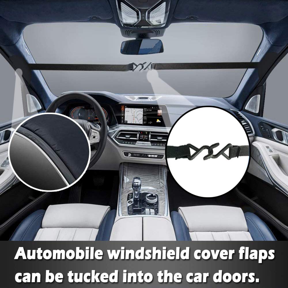 Big Hippo Windshield Snow Cover, American Flag Windshield Cover and Mirror Covers for Storage Ice Protector Windproof Car Cover in All Weather, Fit for Cars, Trucks, SUV, Vans Vehicle