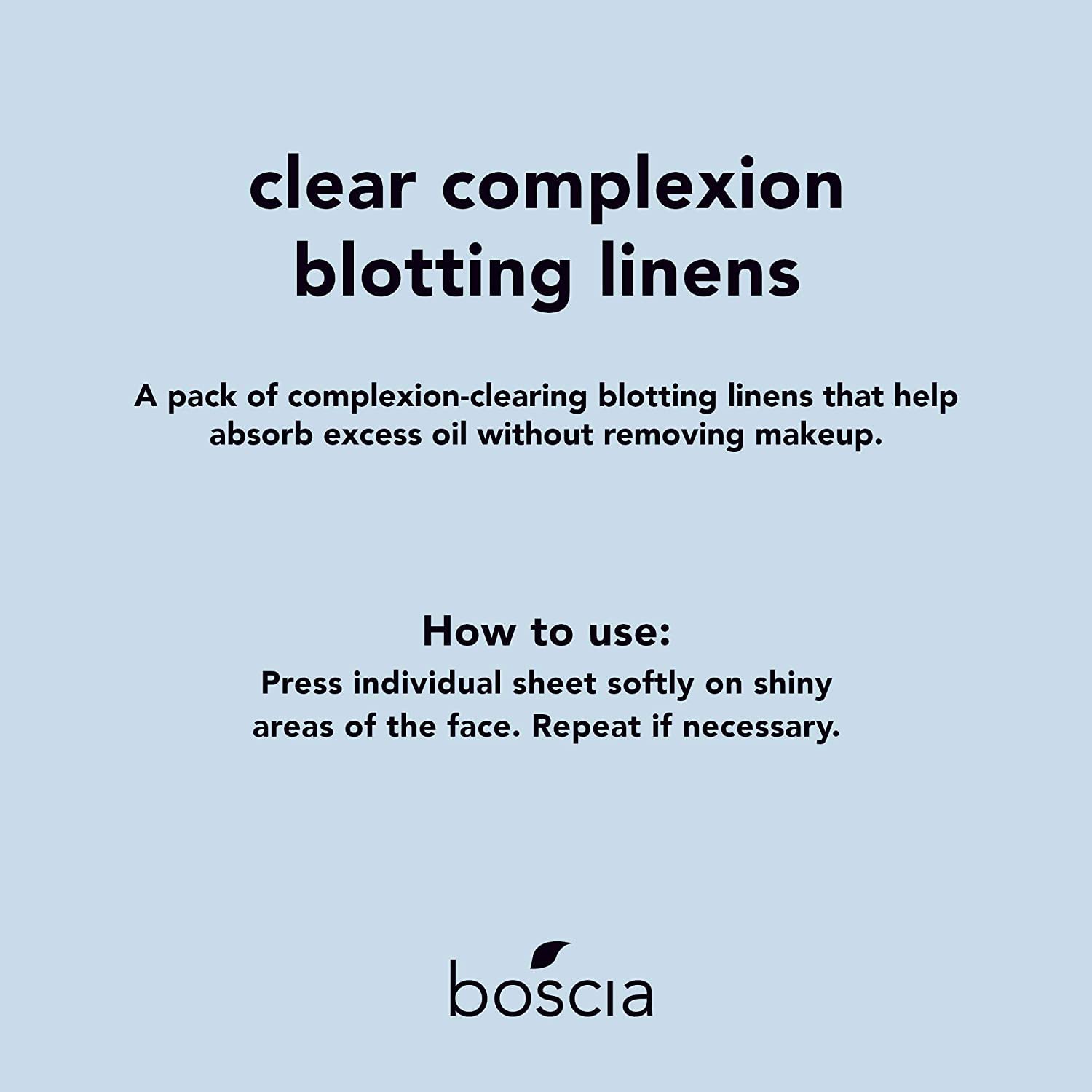 boscia Clear Complexion Blotting Linens - Vegan, Cruelty-Free, Natural Skin Care - Oil Blotting Sheets for Face - For Combination to Oily Skin Types - Travel Size - 100 Sheets