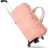 Luhxe Travel Convertible Carry On Garment Roller Bag 2.0 with Shoe Pouch & Detachable Shoulder Strap – Improved Zipper and reinforced straps - Rose