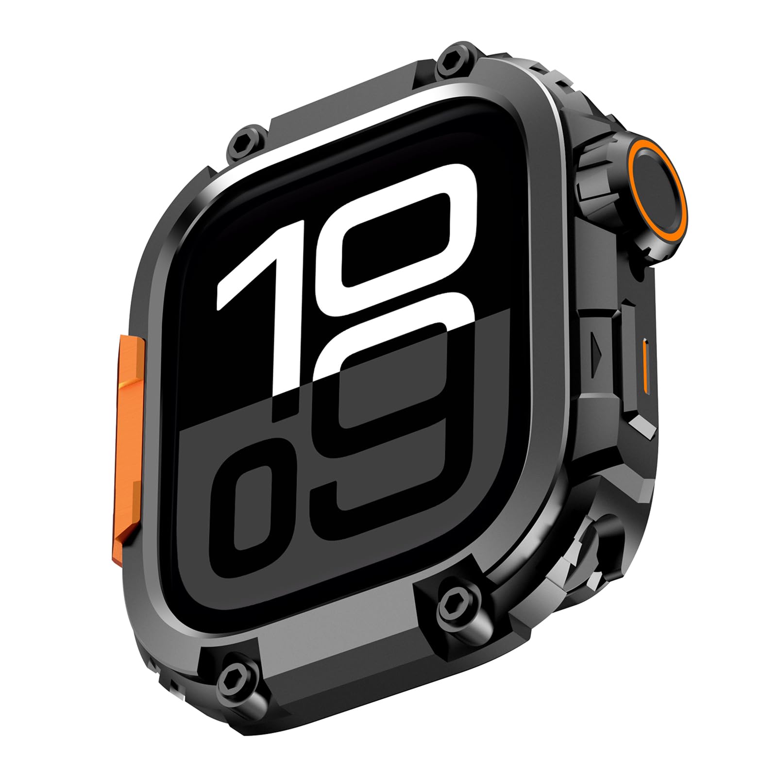 Photo 1 of Amizee 2 in 1 Metal Armor Case for Apple Watch Series 11/10 46mm with Back Cover, Military Grade Protection Rugged Protective Bumper Cover for iWatch 46mm, Black/Orange