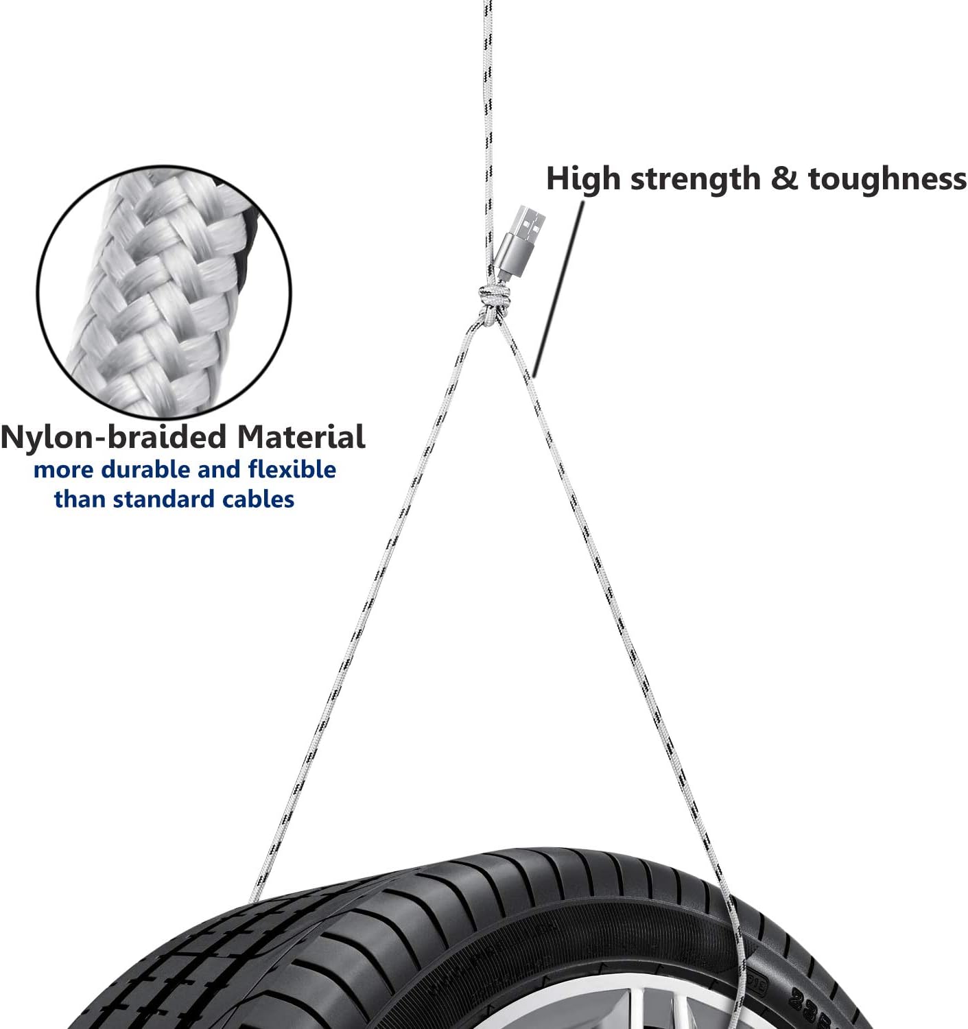 2Pack 10ft Multi Charger Cable,Multi Charging Cable Long Nylon Braided Multiple USB Cable Universal 3 in 1 Charging Cord Adapter with Type-C,Micro USB Port Connectors for Cell Phones and More