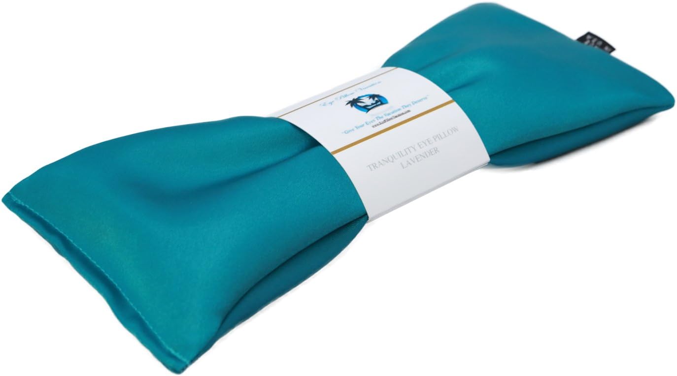 Eye Pillow Vacation Organic Flax Seed Filled Lavender Eye Pillow, Aqua - Ultra Silky Satin