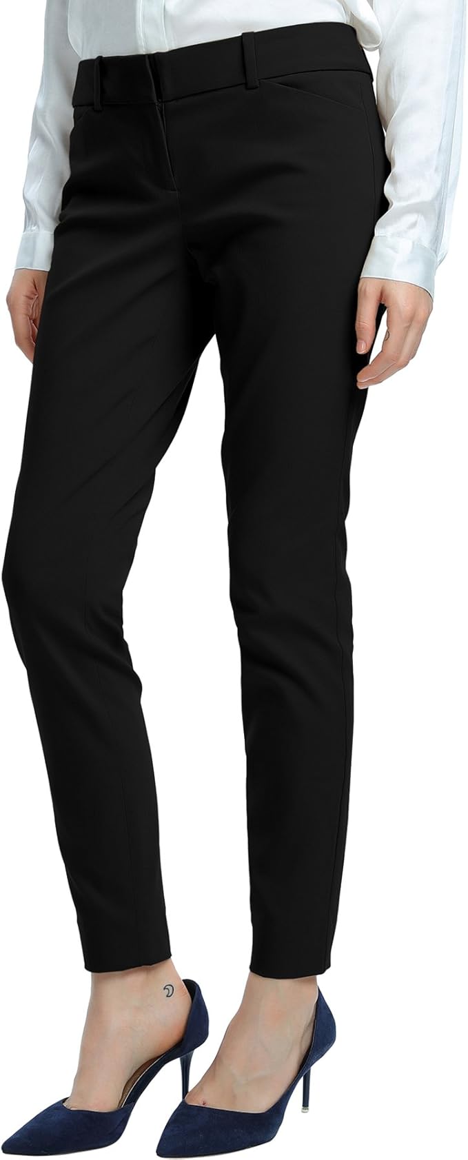 black satin skinny trousers womens