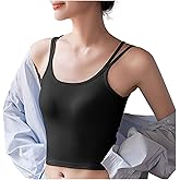 Tank Top with Built in Bra for Women 2026 Stretch Spaghetti Strap Camisole Tops Layering Padded Cami Shirts