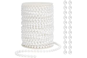 CHFFCUH Pearl Garland, 6 MM White Faux String of Pearls, 78 FT Pearl Garland for Christmas Tree, Pearls Strands Spool String Bead Roll for Backdrop Centerpiece Flowers Wedding Party Decoration DIY Craft
