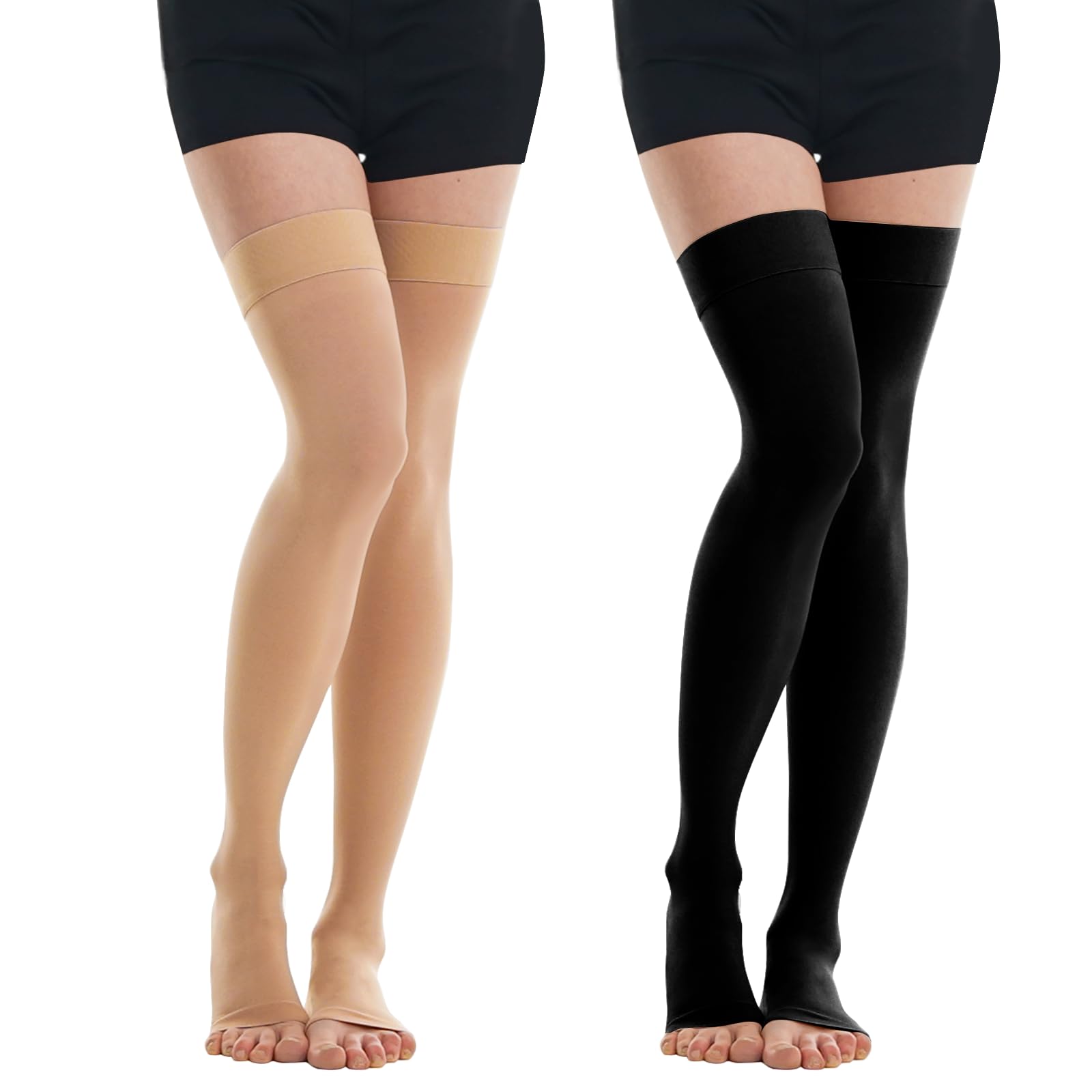 Photo 1 of 2 Pairs 20-30mmHg Compression Stockings for Women & Men, MumMarmot's Thigh High Compression Socks with Silicone Dot Band, Graduated Support Compression Stockings for Edema Varicose Veins?Medium