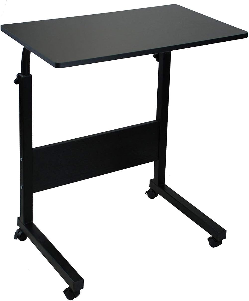 simpahome Height Adjustable Mobile Table with Castors Black