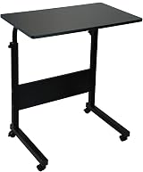 simpahome Height Adjustable Mobile Table with Castors Black