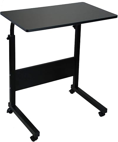 simpahome Height Adjustable Mobile Table with Castors Black