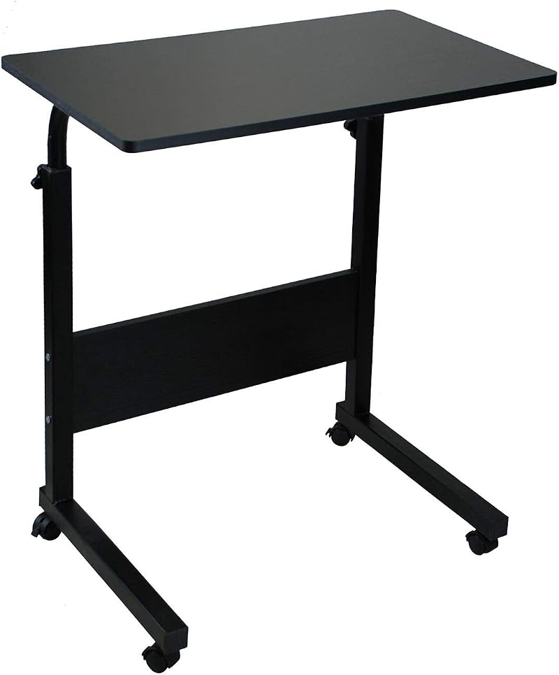 simpahome Height Adjustable Mobile Table with Castors Black