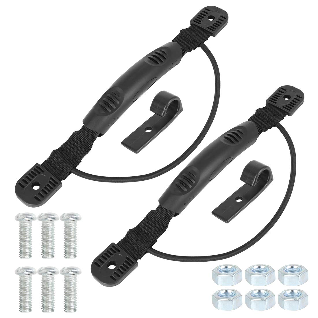 X AUTOHAUX 2pcs Black Rubber Kayak Boat Side Mount Carry Handles with Hardware