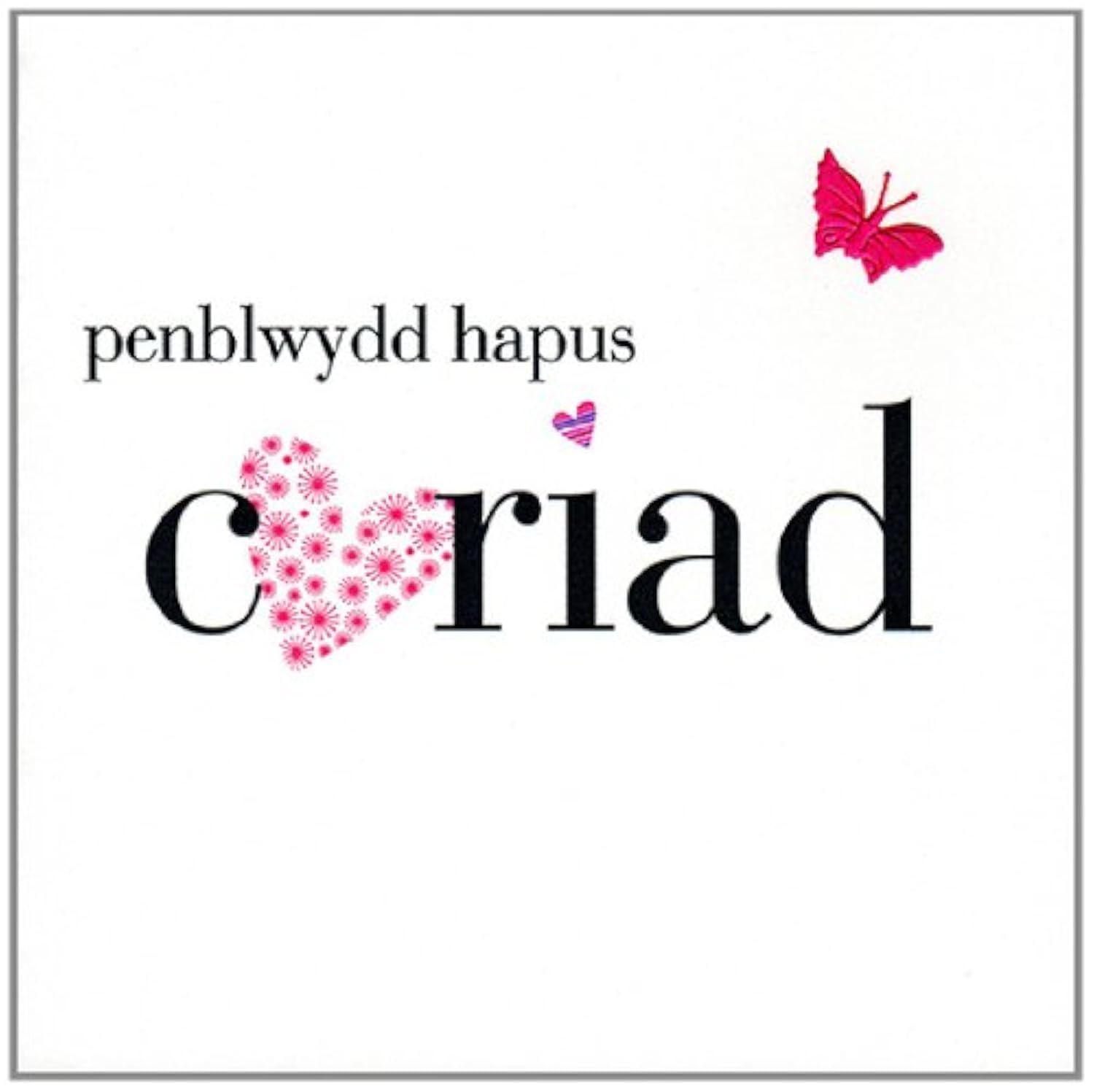 Claire Giles Greeting Cards, Welsh Happy Birthday Girlfriend Card, Penblwydd Hapus Cariad, Embellished with a Fabric Butterfly