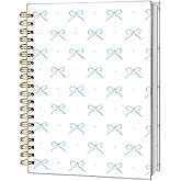 FLVGE Coquette Blue Bow Notebook Journals, Preppy Cute Notebook for Teen Girls Women, Cute School Supplies-Preppy Stuff, Coquette Stuff Trendy Hardcover Spiral Notebook 5.5x8.3