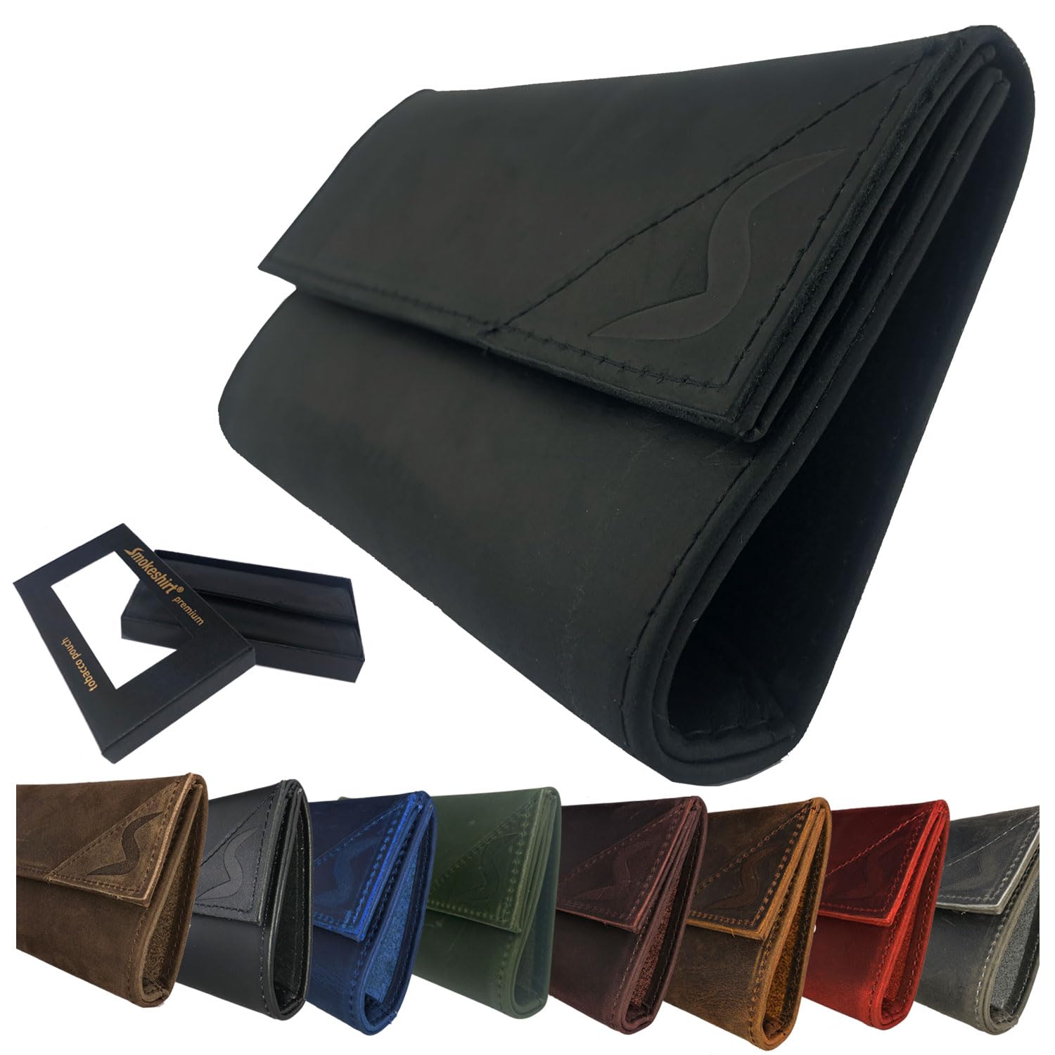 smoke shirt Tobacco Pouch Leather Elegant Premium Quality for Men and Women, Vintage black