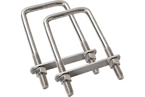 LIONMAX U Bolts 2 Pack, 1/2" D x 3-1/16" W x 5-5/16"L Stainless Steel Square U Bolt with Plates and Nuts, Replacement Parts and Accessories for Automobiles Trailer, Ski Boat, Sailboat Trailer, 2 Pack