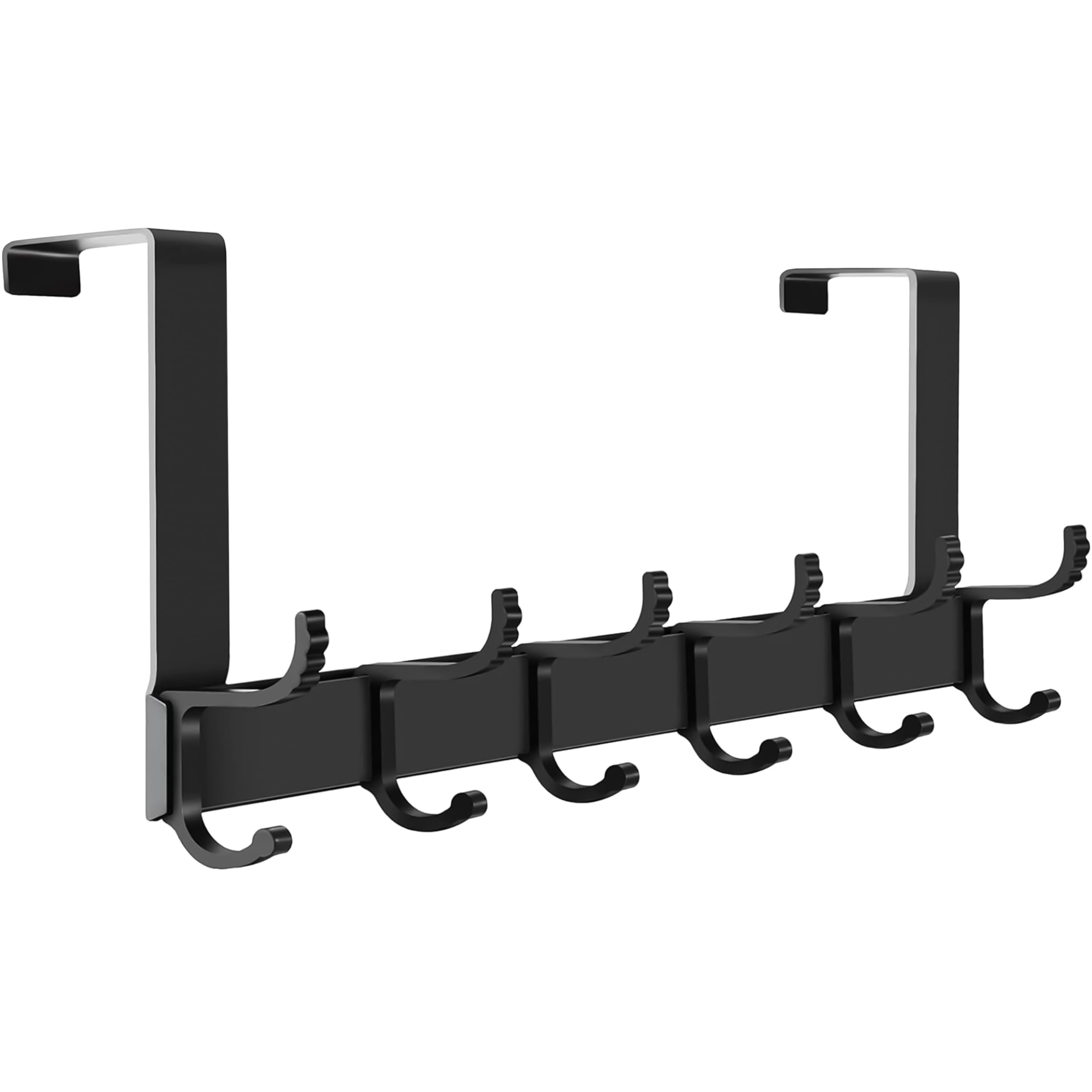 NPFVKSA Over The Door Hanger - 6 Double Hooks, Over Door Coat Hooks, Suitable for Clothes, Hats, Keys, Towel (Black)