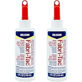 Beacon Fabri-Tac Premium Fabric Adhesive, 4 oz, 2-Pack | Quick-Drying &bull; Crystal Clear &bull; Permanent &bull; Flexible &bull; Won&rsquo;t Soak Through or Stain