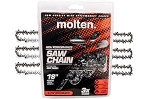 MOLTEN. Stihl Chainsaw Chain 18 Inch Fits MS250, MS251, MS251C, MS 250 251, 3639 005 0068 Replacement L68, 26RM3 68, .325'' Pitch, .063'' Gauge, 68 Drive Links