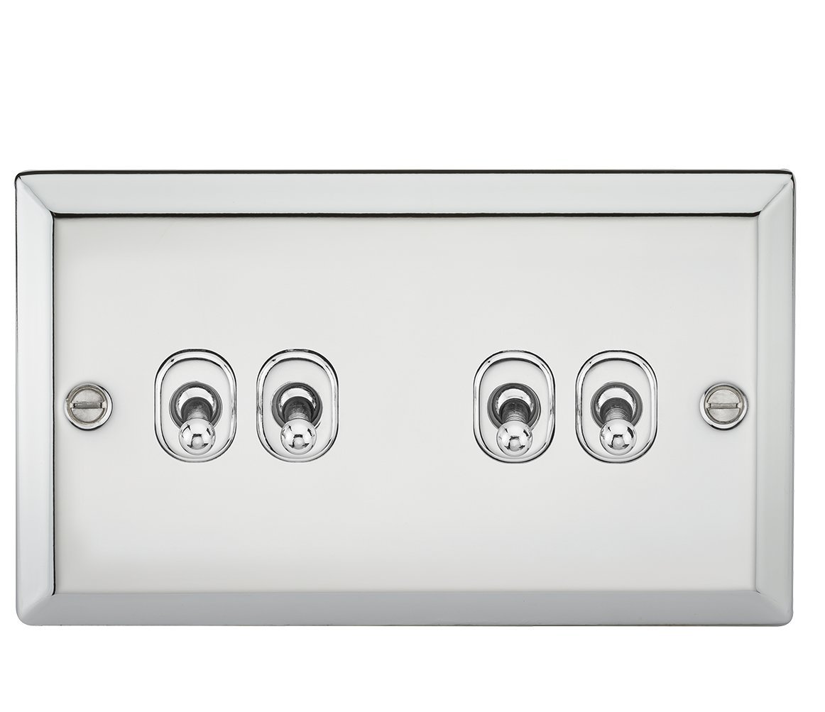 Knightsbridge 10A 4G 2 Way Toggle Switch-Bevelled Edge Polished Chrome