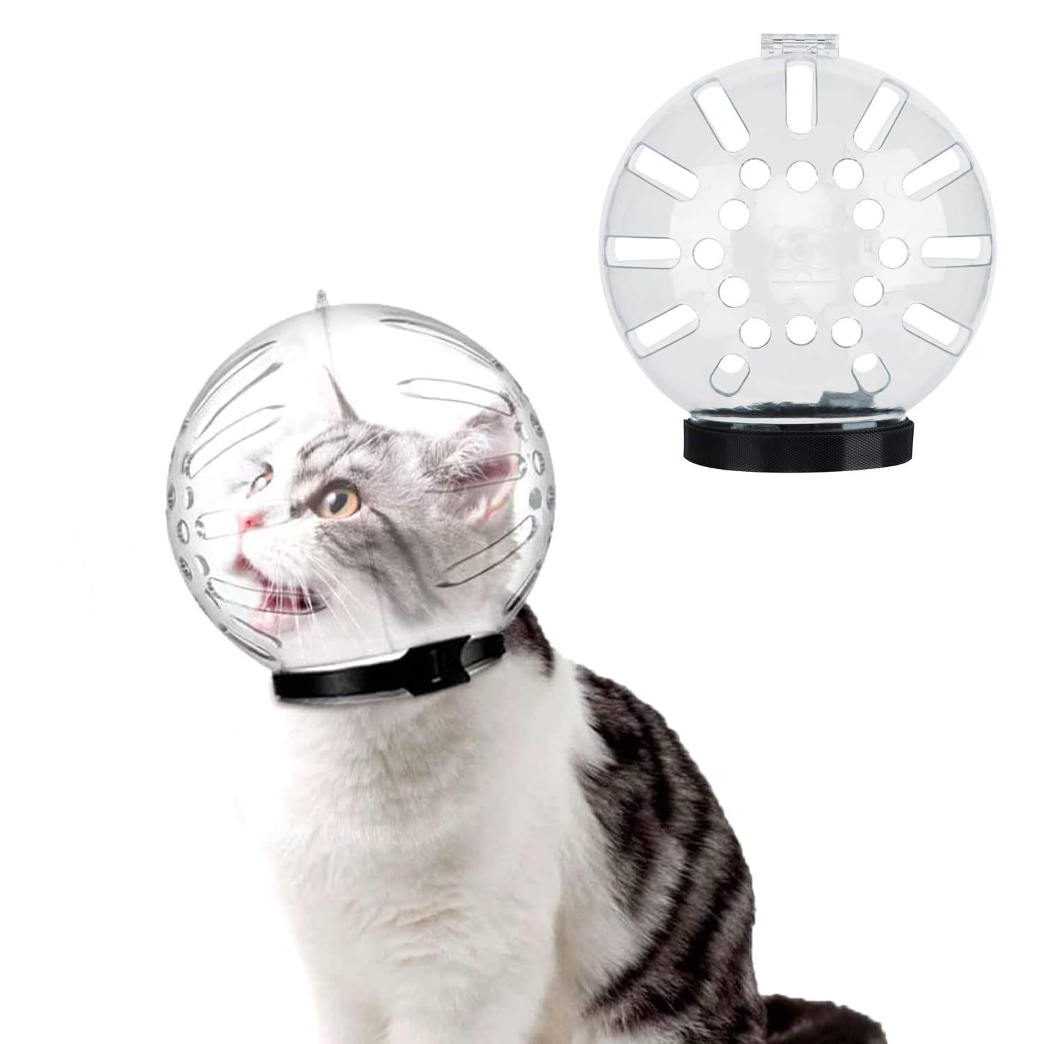 Breathable Cat Muzzle Anti-bite Grooming Muzzle Mask Transparent Kitten Mouth Cover Adjustable Hood Muzzles for Cat Bath Cleaning Grooming or Cutting Nails