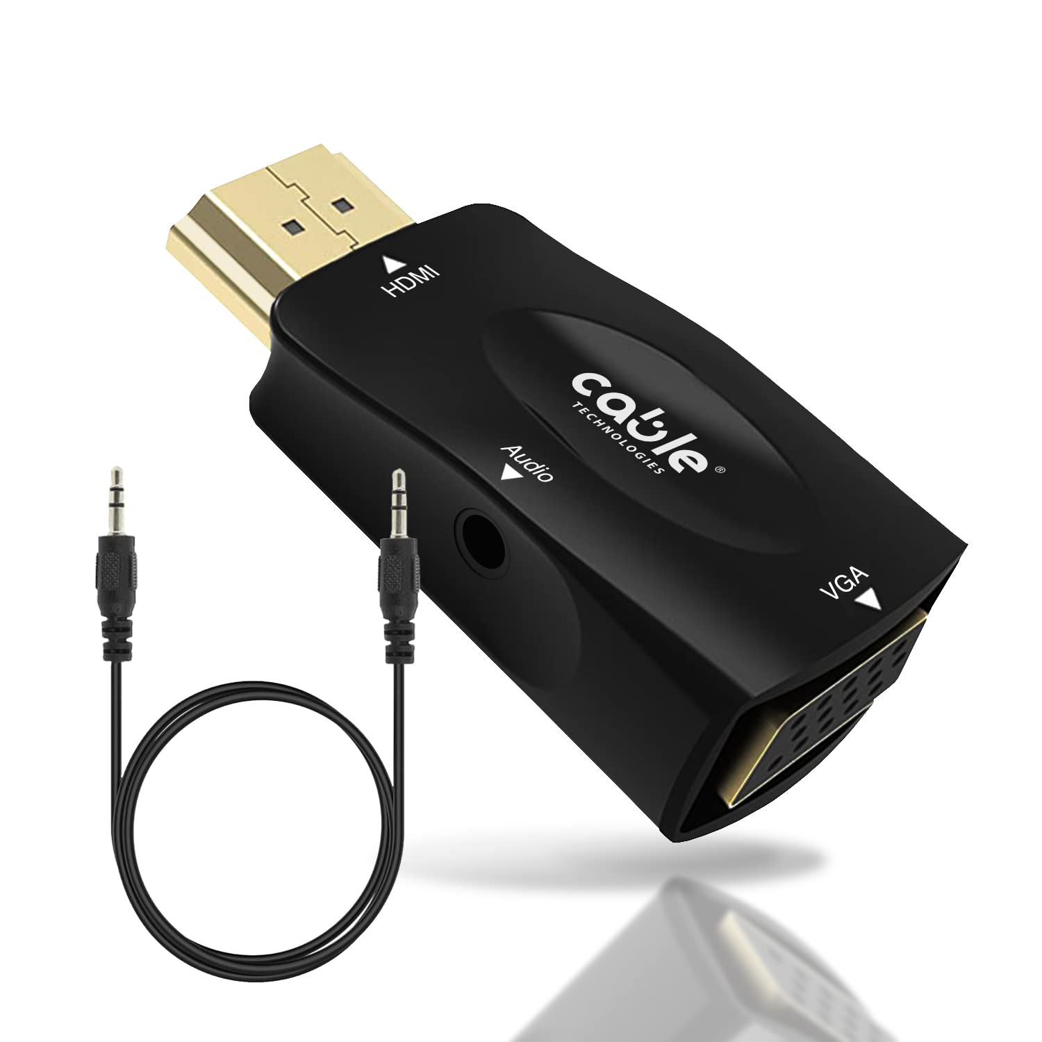 HDMI to VGA Adapter Cable, HDMI-VGA Gold Plated (Male to Female) for Computer, Desktop, Laptop, PC, Monitor, Projector, HDTV, Chromebook, Raspberry Pi, Roku, Xbox and More - Black