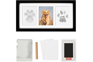 Xylitic Dog Paw Print Photo Frame Kit with No Toxic Clay & No Mess Ink Pad, Wooden Pet Memorial Picture Frames, Dog Paw Print Kit Keepsake, Cat Paw Print Impression Kit, Memorial Gifts for Pet Lovers